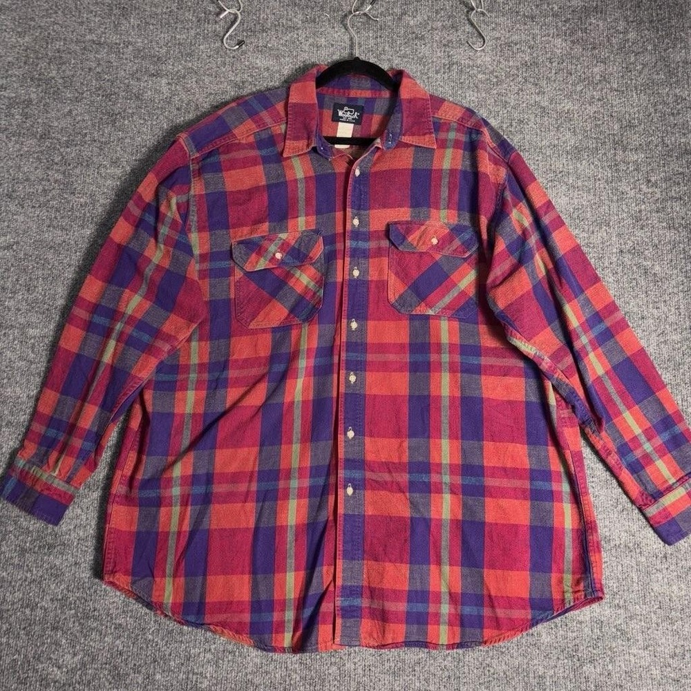 Vintage Woolrich Shirt‎ Mens 2XL Plaid Made USA Flannel Heavyweight 90s